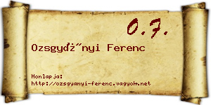 Ozsgyányi Ferenc névjegykártya